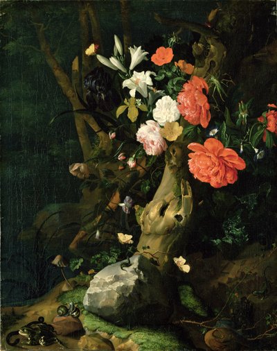 Natura morta di fiori sul terreno boschivo da Rachel Ruysch